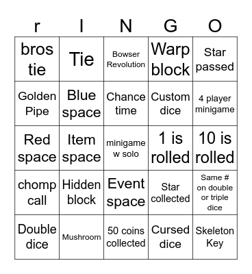 Mario Party Superstars Bingo Card