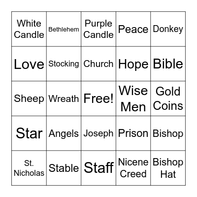 Advent Bingo Card