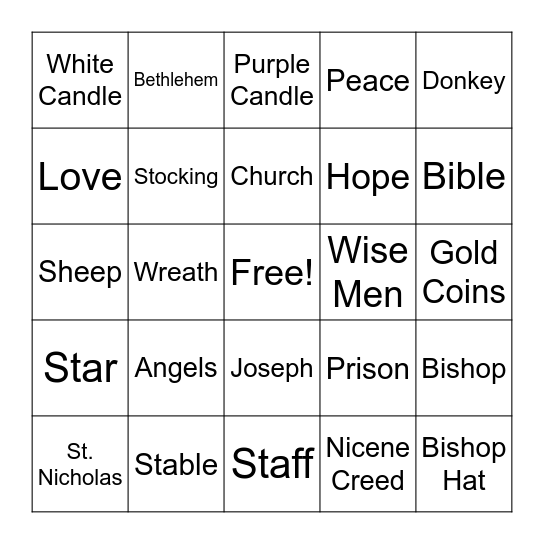 Advent Bingo Card