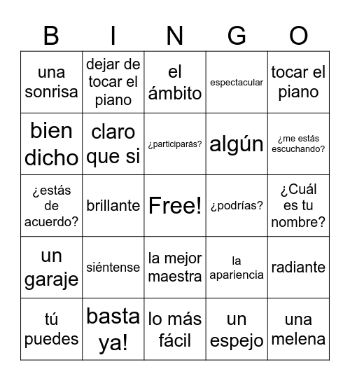 Me Llamo Victor p1-20 Bingo Card