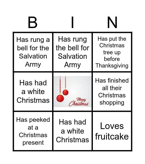 Christmas Get to Know Me Bingo Card