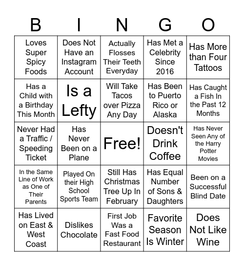 DC3 Bingo! Bingo Card