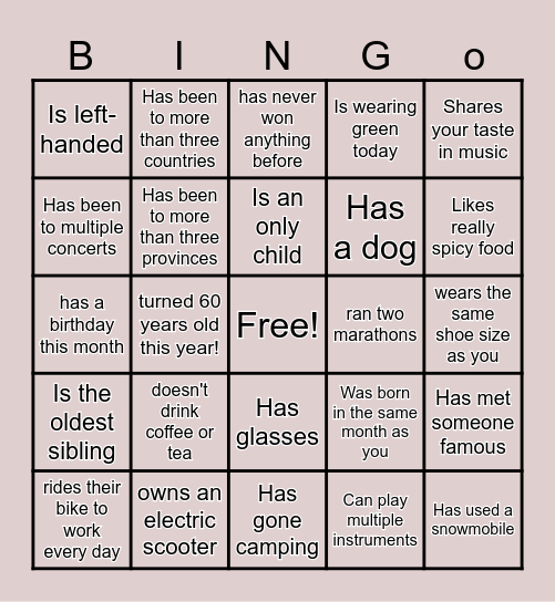 Icebreaker Bingo: Find Someone Who Bingo Card