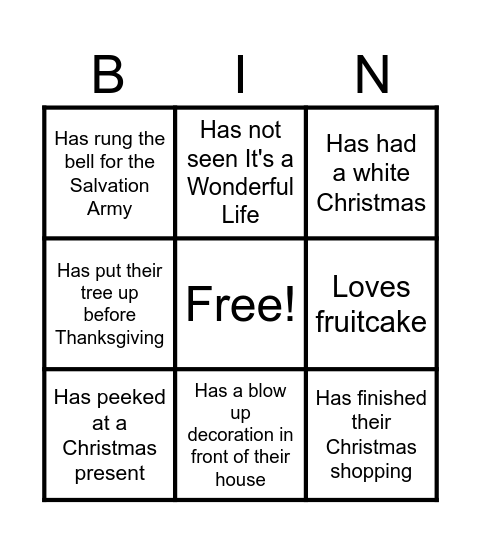 Get to Know Me Bingo Card