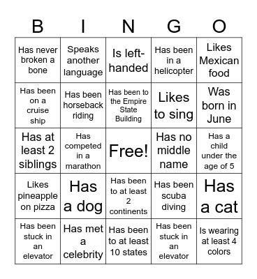 Woman @ Hunter Bingo Card