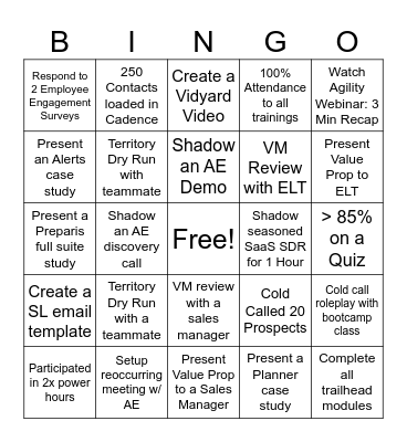 SaaS ENT SDR Bootcamp BINGO Card
