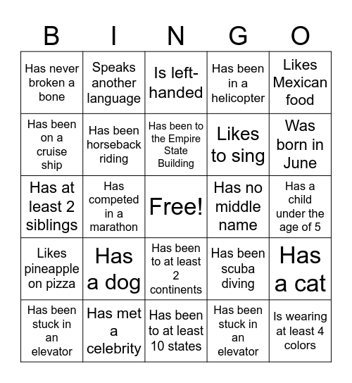 Woman @ Hunter Bingo Card