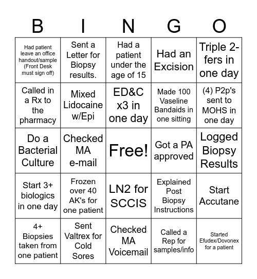 MA Bingo Card