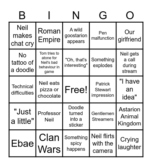 Bingo Wars Bingo Card