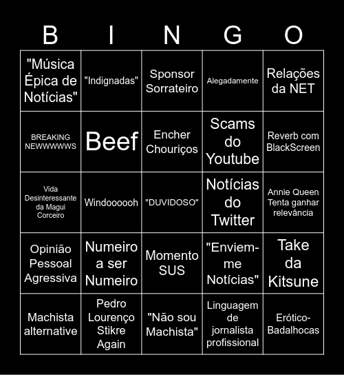 Sparking BINGO Card