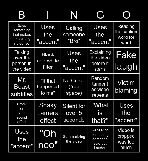 Sssniperwolf Bingo Card