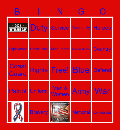 Veterans' Bingo Card