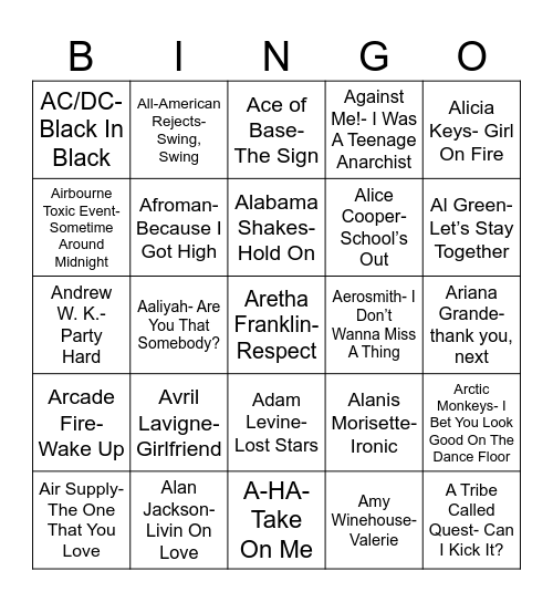 Total Quiz Trivia Presents Radio Bingo: AAAAA Bingo Card