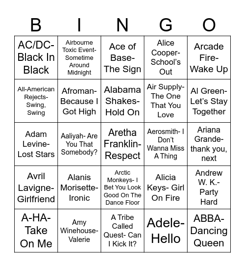 Total Quiz Trivia Presents Radio Bingo: AAAAA Bingo Card