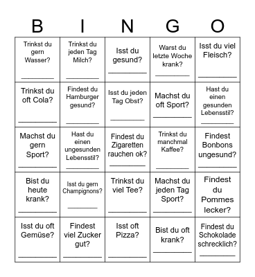 Human Bingo: Lifestyle Bingo Card