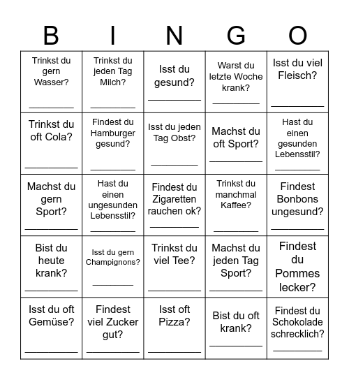 Human Bingo: Lifestyle Bingo Card