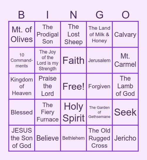 Biblical Bingo Card