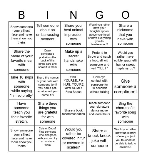 HUMAN BINGO Card