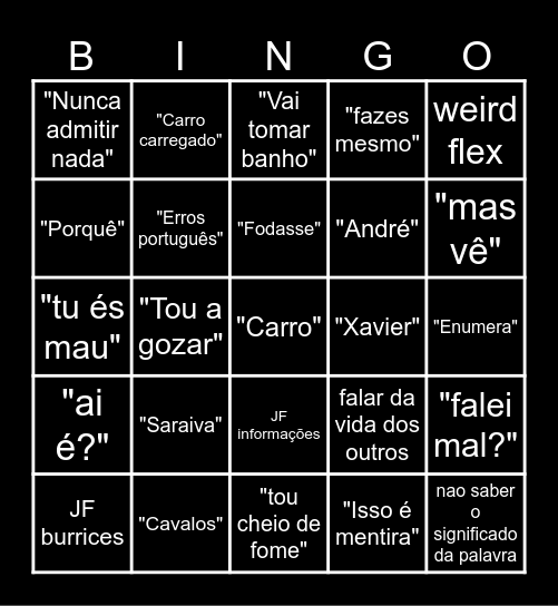 JF BINGO Card