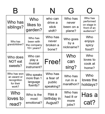 OUR TEAM Bingo Card