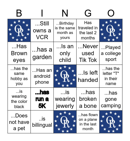 Mingle Bingo Find Someone who..... Bingo Card