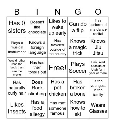 Round Rock Primary Bingo (older kids) Bingo Card