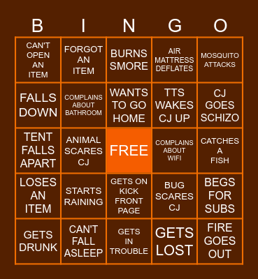 The757cj's Camping Stream Bingo Card