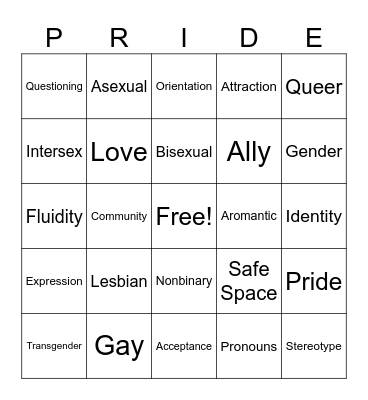 Pride in Media Bingo Card