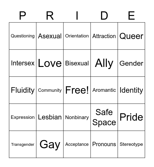 Pride in Media Bingo Card