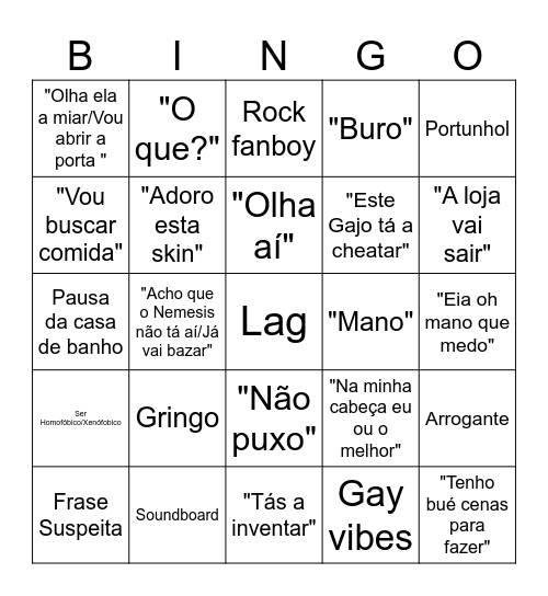 Cognitivo Bingo Card