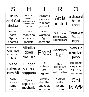 End of Dreams Bingo Card