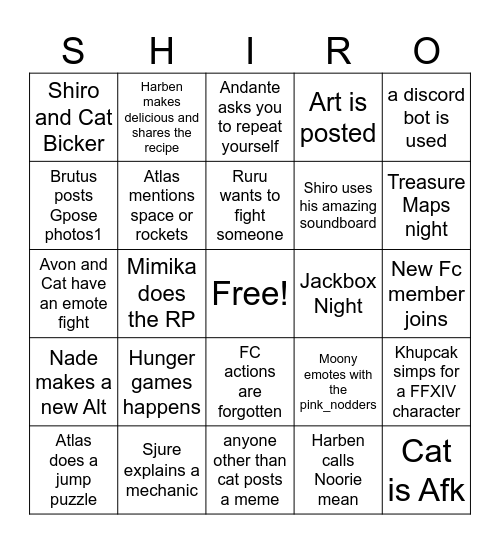 End of Dreams Bingo Card