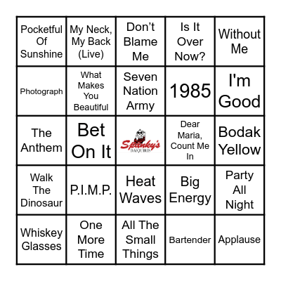 Spanky's Music Bingo 11/7/23 Bingo Card