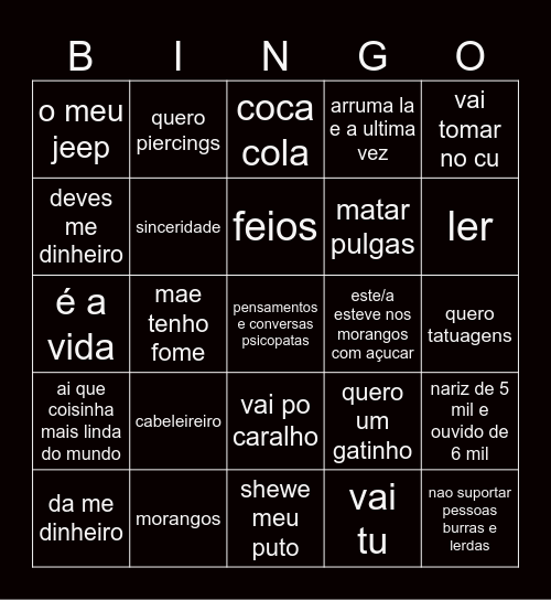 Moranguinho Bingo Card
