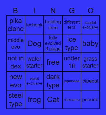 pokemon scarlet/violet bingo Card