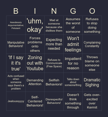 Avi's Habits Bingo Card