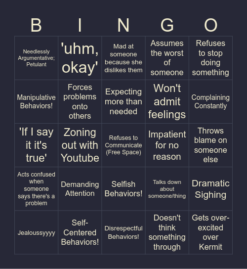 Avi's Habits Bingo Card