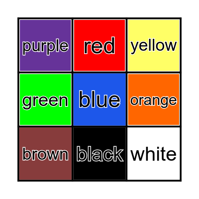 Colors Bingo Card