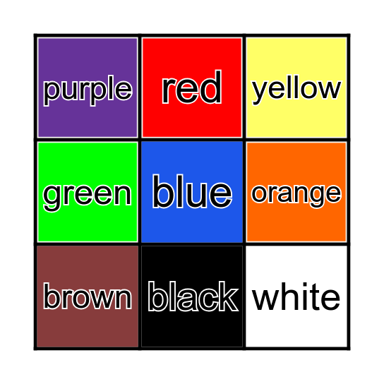 Colors Bingo Card