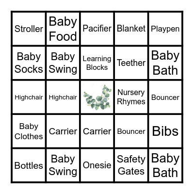 BABY BINGO!! Bingo Card