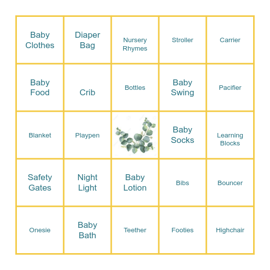 BABY BINGO!! Bingo Card