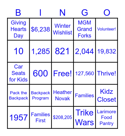 Brady Martz's United Way Campaign BINGO! Bingo Card