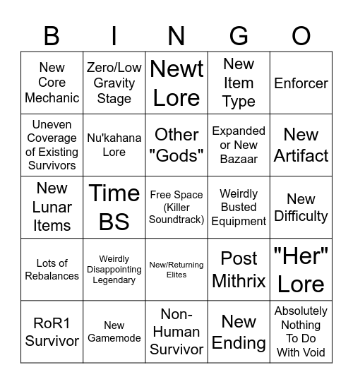 Risk of Rain 2 DLC 2 Bingo Card