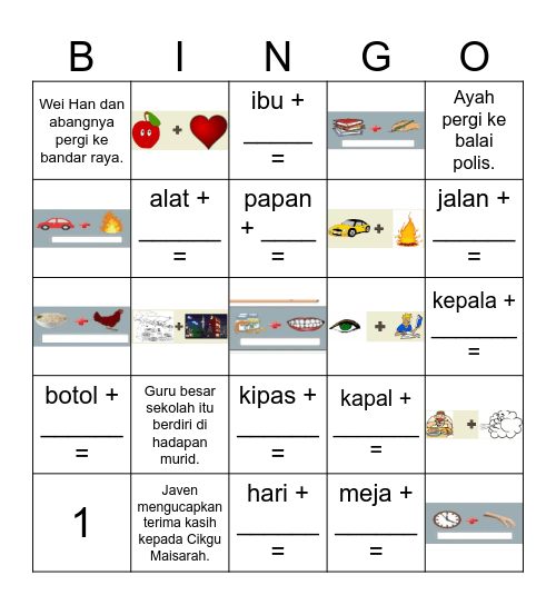 Kata Majmuk Bebas Bingo Card