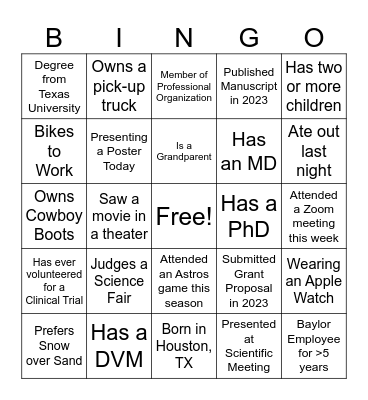 2023 Tropical Medicine Retreat Ice-Breaker Bingo Card