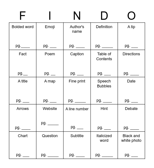 Scholastic Preview- Bingo Card