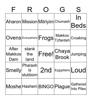 FROGS Bingo Card