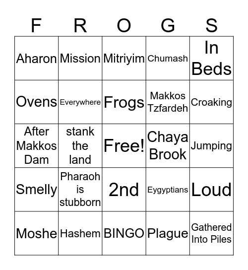 FROGS Bingo Card