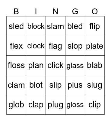 L Blends Bingo Card