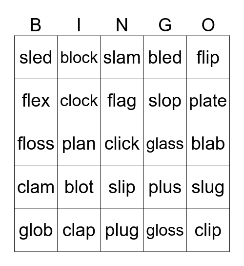L Blends Bingo Card